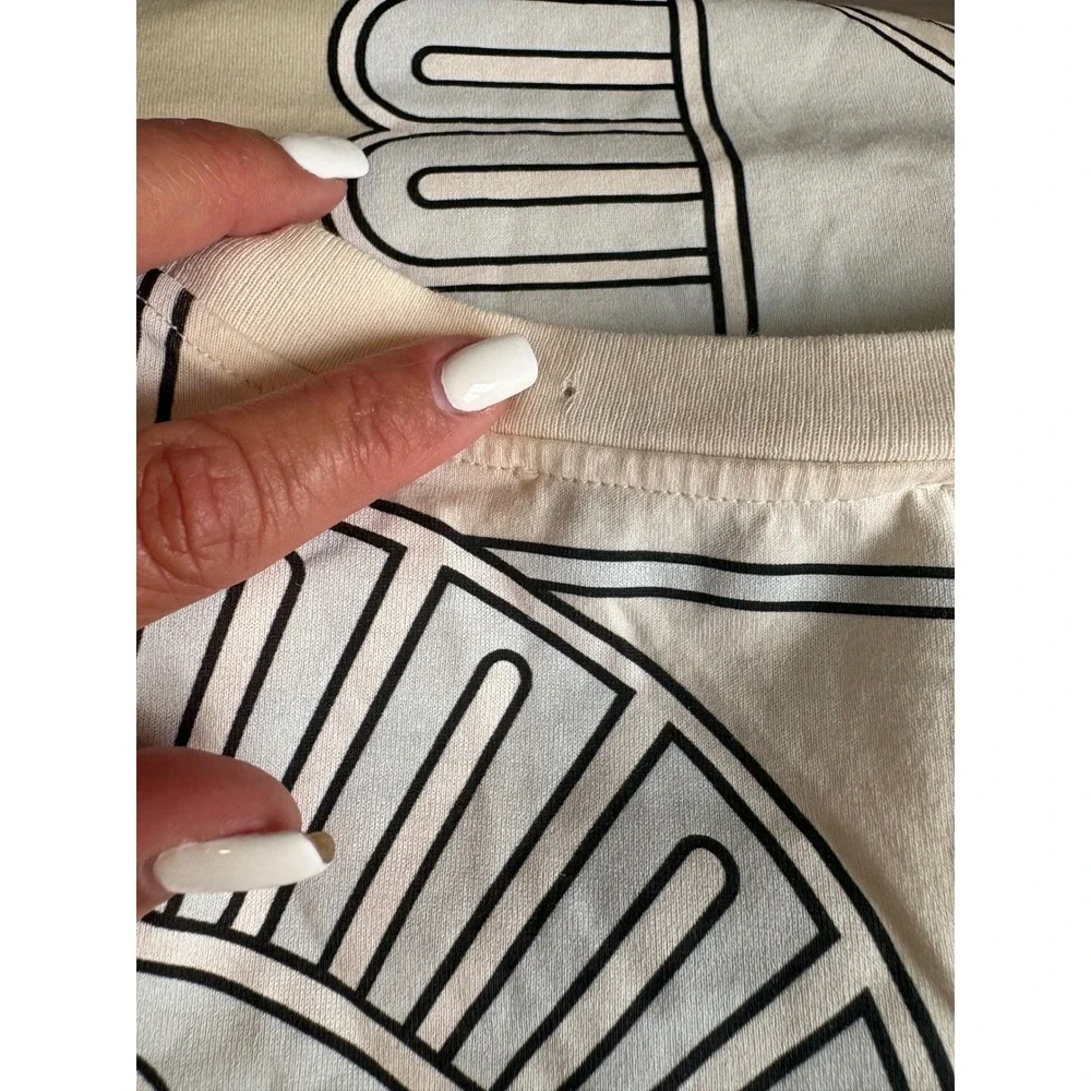 Tory Burch Women Shirt Zebra Column Graphic Print T-Shirt Cream Blue Portugal XS